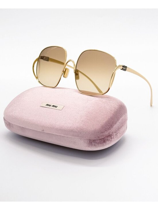 New Miu Miu MU A57S Gold Yellow Oversized Sunglasses MUA57S 5AK20S main image 4